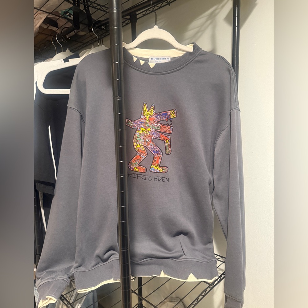 Aelfric Eden Charcoal Sweater with Colorful Graphic